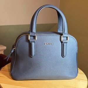 DKNY Navy 2 Compartment Satchel with Gold Accents